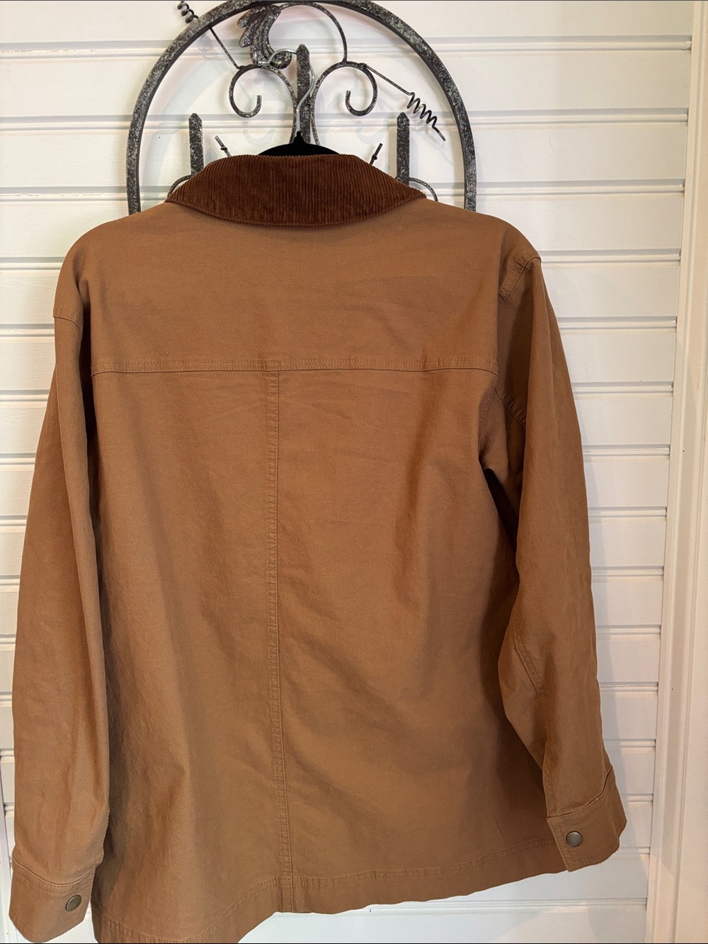 Old Navy Tan Canvas Barn Jacket with Brown Corduroy Collar - Picture 3 of 3